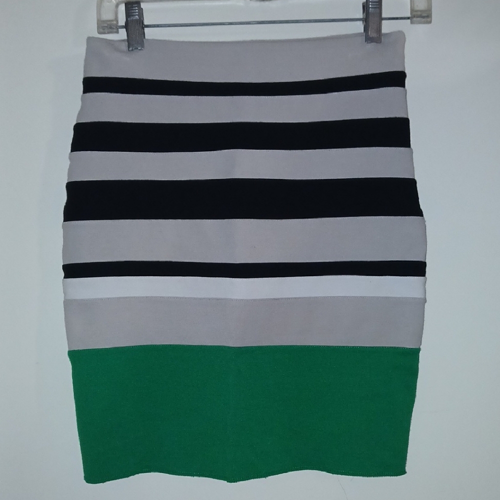 Express Black, Gray, and Green Bodycon Skirt